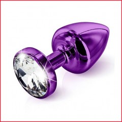 Анальная пробка Diogol ANNI round purple 35мм, с кристаллом Swarovsky