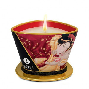 Массажная свеча Shunga Massage Candle – Sparkling Strawberry Wine (170 мл) с афродизиаками