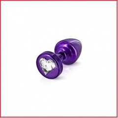 Анальная пробка Diogol Anni R Heart Purple: Кристалл 30 мм, с кристаллом Swarovski в виде сердечка