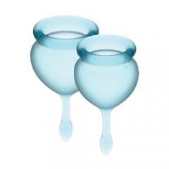 Набор менструальных чаш Satisfyer Feel Good (light blue), 15мл и 20мл, мешочек для хранения