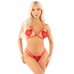 Комплект Leg Avenue Open Cup Bra and Pearl String One Size, Red , ,