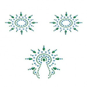 Пестис из кристаллов Petits Joujoux Gloria set of 3 - Green/Blue, украшение на грудь и вульву