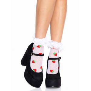 Leg Avenue Strawberry ruffle top anklets