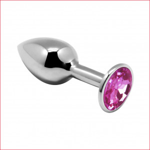 Анальная металлическая пробка с кристаллом Alive Mini Metal Butt Plug Pink L