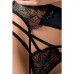 Комплект белья FLORIS SET black L/XL - Passion Exclusive: лиф, трусики, пояс для чулок , Комплекты белья
