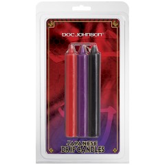 БДСМ свічки низькотемпературні Doc Johnson Japanese Drip Candles - 3 Pack Multi-Colored