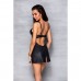 Беби-долл из эко-кожи и кружева Loona Chemise black L/XL - Passion , Секси белье