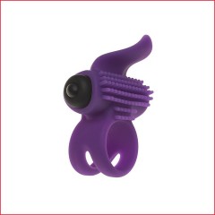 Ерекційне віброкільце Adrien Lastic Bullet Lastic Ring з язичком і щіточкою для стимуляції клітора