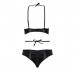 Комплект белья NAVEL SET black XXL/XXXL - Passion Exclusive: трусики и лиф с элементами под латекс , Комплекти білизни,