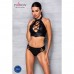 Комплект з еко-шкіри Nancy Bikini black L/XL - Passion, бра та трусики з імітацією шнурівки , Комплекти білизни,