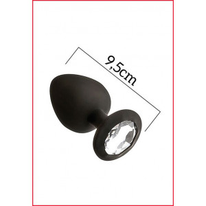 Анальная пробка с кристаллом MAI Attraction Toys №49 Black, длина 9,5 см, диаметр 4 см