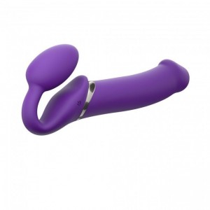 Безремневой страпон с вибрацией Strap-On-Me Vibrating Violet XL, диаметр 4,5см, пульт ДУ, регулируем