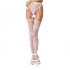 Эротические колготки-бодистокинг Passion S016 white, имитация ажурных с доступом трусиков и чулок