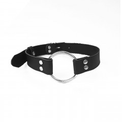 Кляп металеве кільце з натуральної шкіри Art of Sex - Gag Ring Metal, Чорний