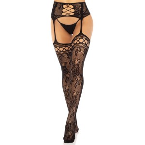 Панчохи Leg Avenue French Rose Backseam Garter Belt Stockings Black One Size