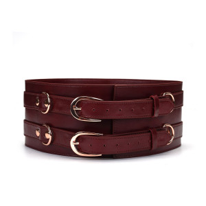 Шкіряний пояс для бондажу Liebe Seele Wine Red Waist Cuff S Size