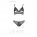 Комплект: бралет з ажурним ліфом та відкритими трусиками Christa Set with Open Bra black L/XL — Pass , Комплекти білизни,