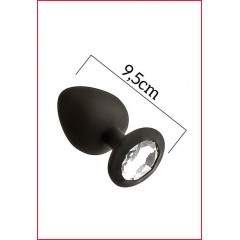 Анальная пробка с кристаллом MAI Attraction Toys №49 Black, длина 9,5 см, диаметр 4 см