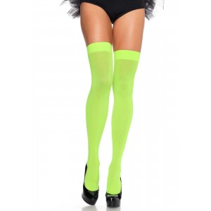 Leg Avenue Opaque Nylon Thigh Highs OS Neon Green