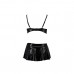 Комплект белья под латекс DEBY SET black XXL/XXXL - Passion: лиф, мини-юбочка, стринги , Комплекты белья