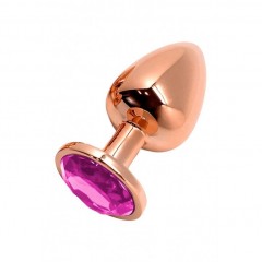 Анальна пробка Wooomy Tralalo Rose Gold Metal Plug MAGENTA L