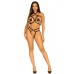 Leg Avenue Satin elastic harness teddy O/S , ,