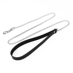 Повідець на ланцюжку з натуральної шкіри Art of Sex - Leash, Чорний