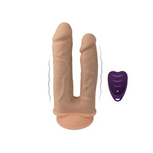 Фалоімітатор з вібрацією SilexD Double Gusto Vibro Flesh (Model 1 size 8" & 7") + LRS