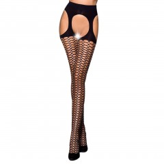 Эротические колготки TIOPEN 004 nero 3/4 (fishnet 40 den) - Passion, имитация чулок и пояса