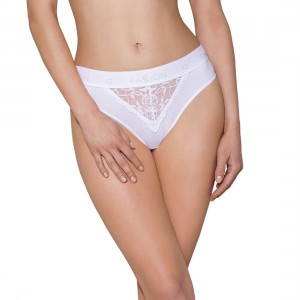 Трусики с широкой резинкой и кружевом Passion PS001 PANTIES white, size M