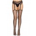 Leg Avenue Net stockings with garter belt Black O/S , ,