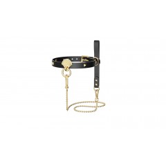 Розкішний нашийник з повідцем Zalo Collar & Leash Set Black
