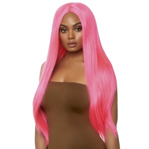 Leg Avenue Long straight center part wig neon pink