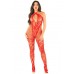 Бодістокінг Leg Avenue Seamless Net and Lace Lingerie Jumpsuit One Size, Red , ,