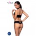 Комплект з еко-шкіри Nancy Bikini black L/XL - Passion, бра та трусики з імітацією шнурівки , Комплекти білизни,
