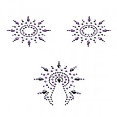 Пестис из кристаллов Petits Joujoux Gloria set of 3 - Black/Purple, украшение на грудь и вульву