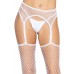 Leg Avenue Net stockings with garter belt White O/S , ,