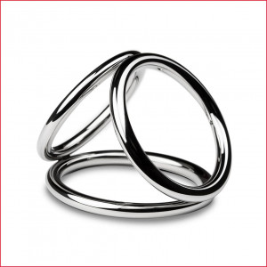 Тройное эрекционное кольцо Sinner Gear Unbendable – Triad Chamber Metal Cock and Ball Ring – Large