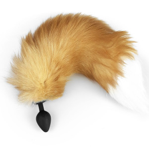 Силиконовая анальная пробка с хвостом из натурального меха Foxy fox