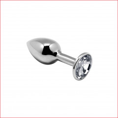 Анальная металлическая пробка с кристаллом Alive Mini Metal Butt Plug White S