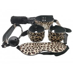 Набір MAI BDSM STARTER KIT Nº 75 Leopard: батіг, кляп, наручники, маска, нашийник, мотузка, затис