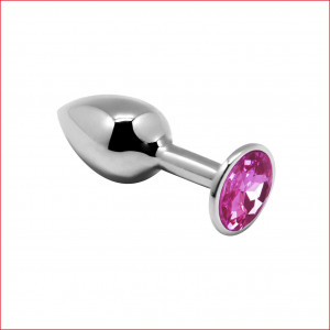 Анальная металлическая пробка с кристаллом Alive Mini Metal Butt Plug Pink M