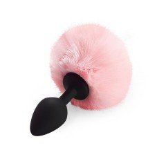 Силіконова анальна пробка М Art of Sex - Silicone Butt plug Rabbit Tail, Рожевий