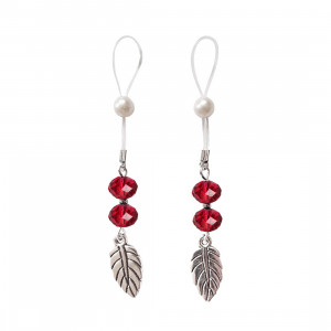 Сексуальные украшения для сосков с листочком Nipple Jewelry Leaf, цвет красный