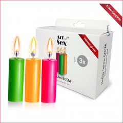 Набір воскових свічок Art of Sex size S 10 см (3 шт), низькотемпературні, люмінісцентні