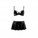 Комплект белья под латекс DEBY SET black XXL/XXXL - Passion: лиф, мини-юбочка, стринги , Комплекты белья