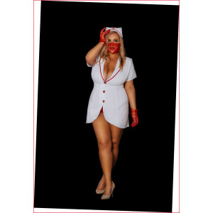 Еротичний костюм медсестри "Старанна Луїза" XL, халатик, шапочка, рукавички, маска