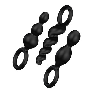 Набор заднепроходных игрушек Satisfyer Plug black (set of 3) — Booty Call, макс. диаметр 3 см