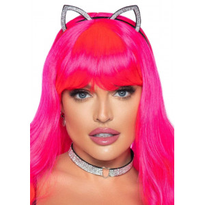 Leg Avenue Cat ear headband and choker Silver