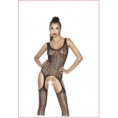 Бодістокінг Passion BS043 black, комбінезон, імітація панчох